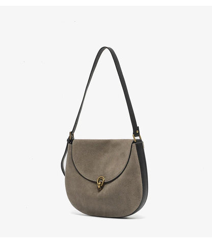 Autumn Winter women's Natural suede leather Crossbody Shell Bag Fashionable Shoulder Handbag Lady Luxury Designer saddle Bag