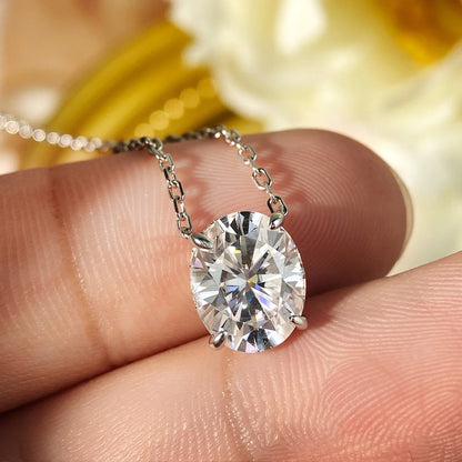 1-4.5ct Oval Cut Moissanite Necklaces for Women Daily Jewelry Solid 925 Silver Chain Wrap Diamond Pendant Birthday Gift