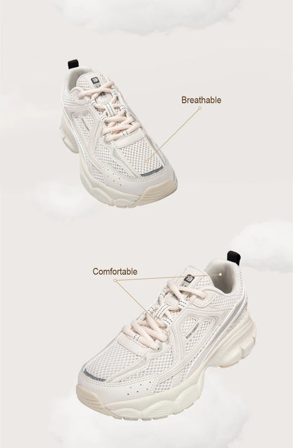 Women Retro Running Shoes Outdoor Mesh Lace Up Jogging Sports Shoes Female Casual Lightweight Breathable Non-slip Shoes