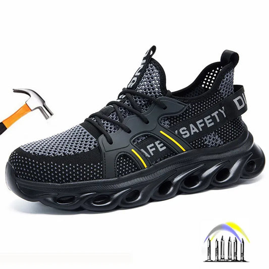 summer safety shoes lightweight work shoes with plastic toe comfortable work sneakers men anti-puncture breathable safety boots