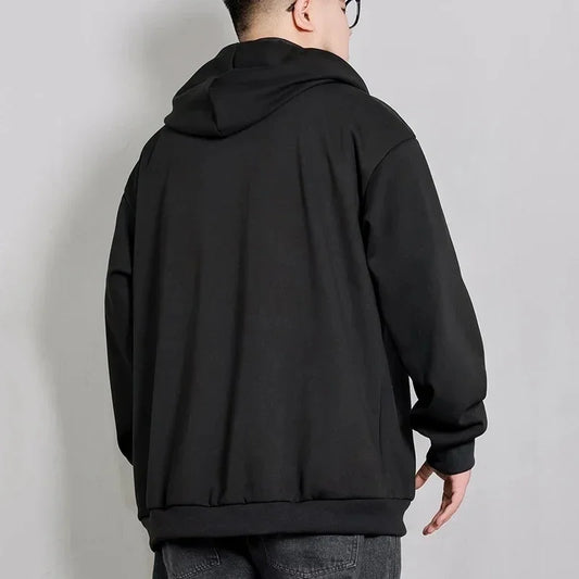 Autumn Winter Plus Size Jacket Men's Pocket Coats Loose Fashion Full Zip Hoodies Coat 5XL 6XL 7XL Fat Male Clothing 110-185KG