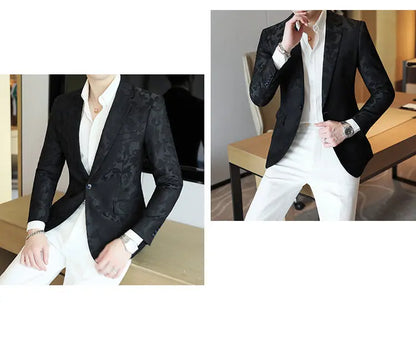 2025 Spring Luxury High-end Jacquard Men's Suit Coats British Style Men Slim Fit Casual Groom Wedding Dress Party Suit Blazers