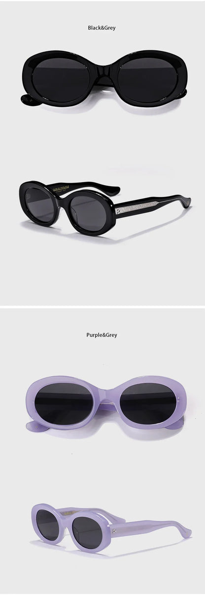 Top Quality Handmade Oval Acetate Men Women Vintage Sunglasses New Exquisite Design Sunglasses Outdoor UV400 Luxury Sunglasses