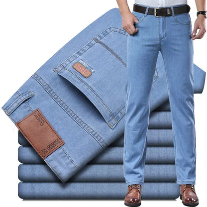 2026 Classic Men Straight Jeans Homme Pantalon Streetwear Soft Black Blue Masculino Denim Mans Pants