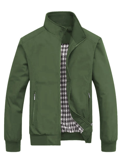 Men's Classic Design Sports Jacket, Casual Baseball Collar Zipper, Spring and Autumn Solid Color, Fashionable Daily Wear Jacket