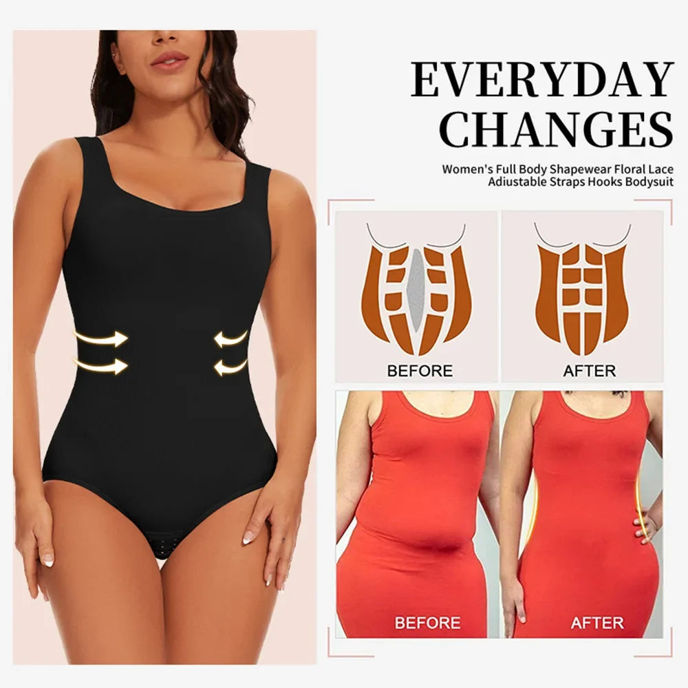 Women's Wide Strap Tummy Control Shapewear Bodysuit Comfortable Non-Slip Fitness Wear for Abdomen Toning Stylish Daily Wear Outf