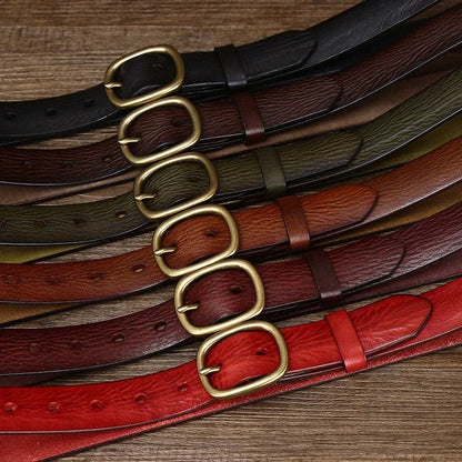 2.8CM Ladies Thick Cowhide Copper Buckle Genuine Leather Jeans Belt Women High Quality Retro Luxury Cintos Female Waistband