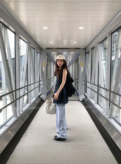 Korean Sle ort Denim Overalls Women's Faionable Summer Dr Vest Dr No Brand Commute Sle 00% Other Material
