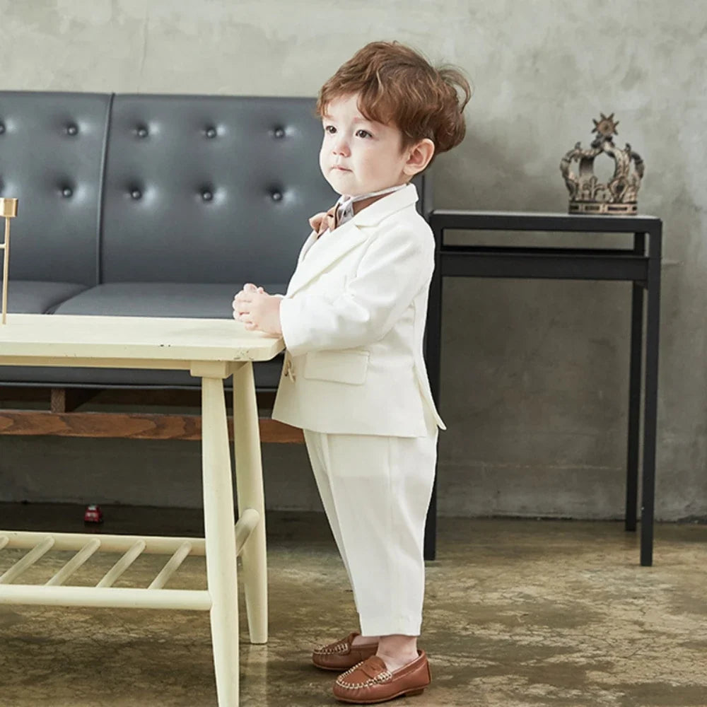 Boys Double Breasted Suits 2 Pieces Jacket Pants Wedding Birthday Party Wear,Notched Lapel Kids Tuxedo Sets Host Costumes