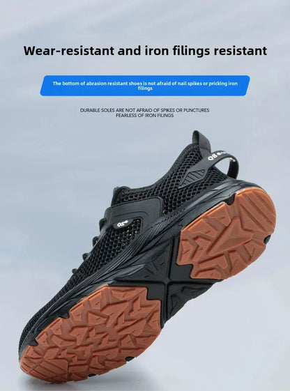 Fashion 2025 New Summer Breathable Safety Work Shoes Sneakers Comfortable Steel Toe Anti Puncture Indestructible Men Boots