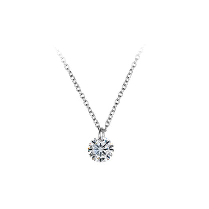 2021 New Fashion Tiny 100% 925 Sterling Silver Round Clear Zircon Chain Necklaces Pendant For Women Wedding Jewelry Gift