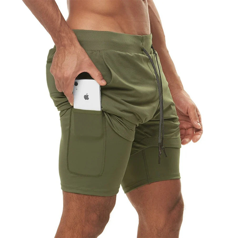 Plus 5XL Men's Fitness Shorts 2 IN 1 Jogger Streetwear Shorts Gym Bodybuilding Breathable Quick Dry Running Shorts Huge Size