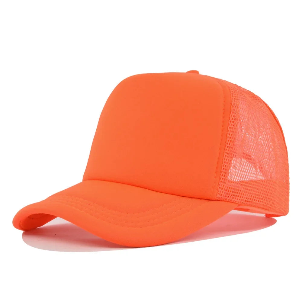 Fashion Unisex Plain Baseball Cap Adjustable Trucker Flat Visor Cap Snapback Mesh Curved Men Women Casual Sun Summer Hat