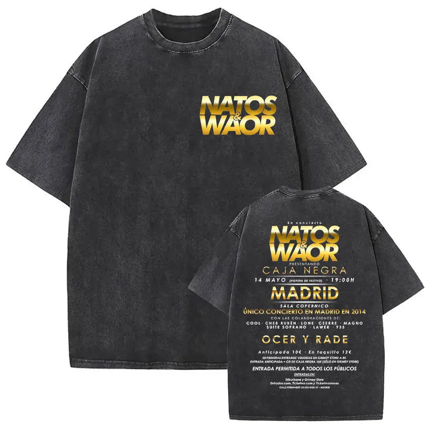 Washed Vintage NATOS WAOR Hijos De La Ruina Logo Album Merch T Shirts Men's Women Hip Hop Gothic Short Sleeve T-shirt Streetwear