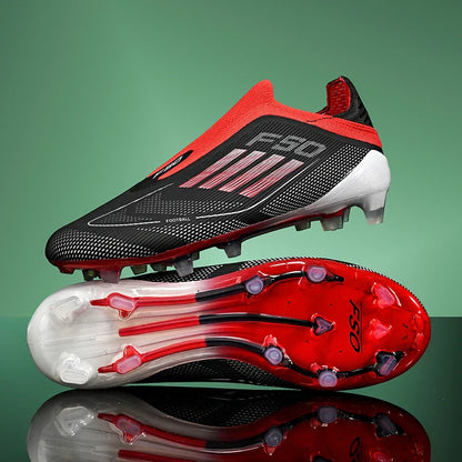 NEW Without-lace F50+ Mens Soccer Shoes Boys Training Non-Slip Turf Soccer Cleats TF/FG Football Sneakers Chuteira Campo 35-45