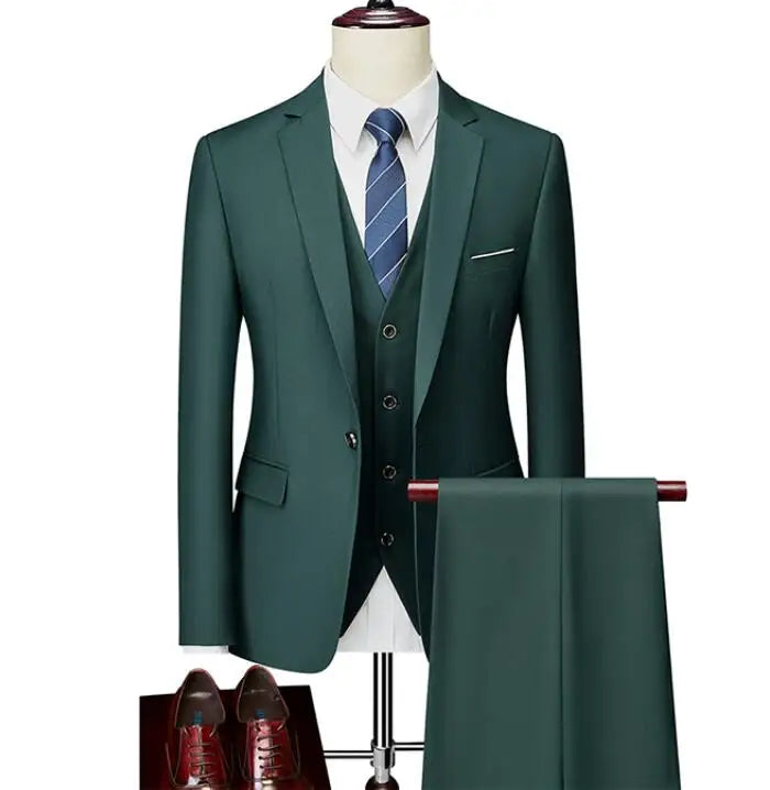 2026 New Men's Suit 3-Pieces Set (Jacket+Pants+Vest) Wedding/Party/Office Coat and Vests Trousers, Asian Sizes M-5XL 6XL.