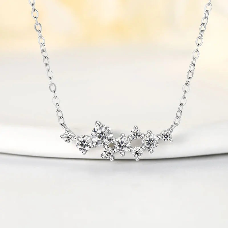 Moissanite Diamond Necklace Original 925 Sterling Silver Unique Cluster Pendant Necklaces For Women Delicate Jewellry Gift