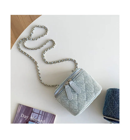 Mini Denim Crossbody Bags for Women 2026 Lingge Chains Shoulder Bag Fashion Brands Box Bag Lipstick Coins Purses and Handbags
