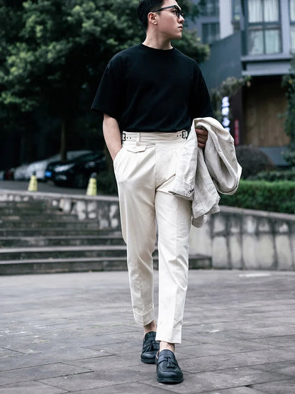 Spring/Summer Cotton Shell Seed Beige Men's Contour Pants American Vintage High Density Cotton Slim Nine Minute