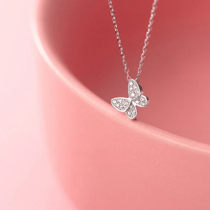 2025 New 925 Sterling Silver Sparkling Zircon Dancing Butterfly Tiny Mini Pendant for Women Fine Jewelry Birthday Gift