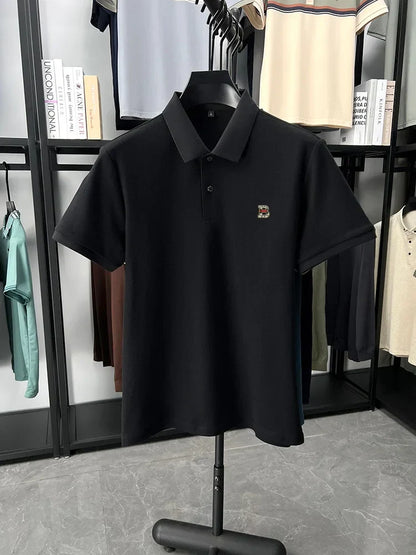 High end brand 100% cotton short sleeve polo shirt men's summer new soft breathable lapel T-shirt fashion letter embossed top