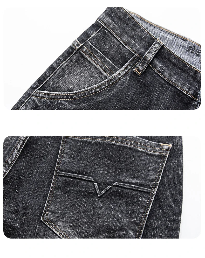 New Men's Slim Straight Elastic Jeans Fashion Business Casual Comfortable Soft Denim Trousers High Quality Mens Designer Clothes