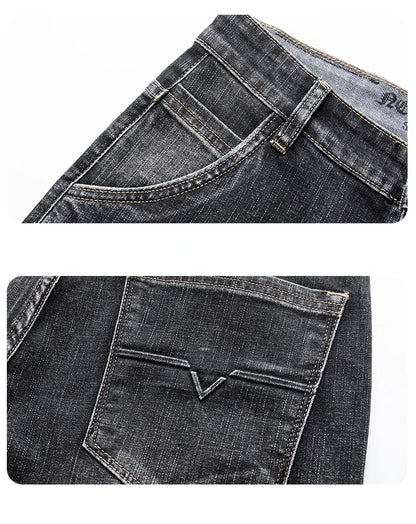 New Men's Slim Straight Elastic Jeans Fashion Business Casual Comfortable Soft Denim Trousers High Quality Mens Designer Clothes