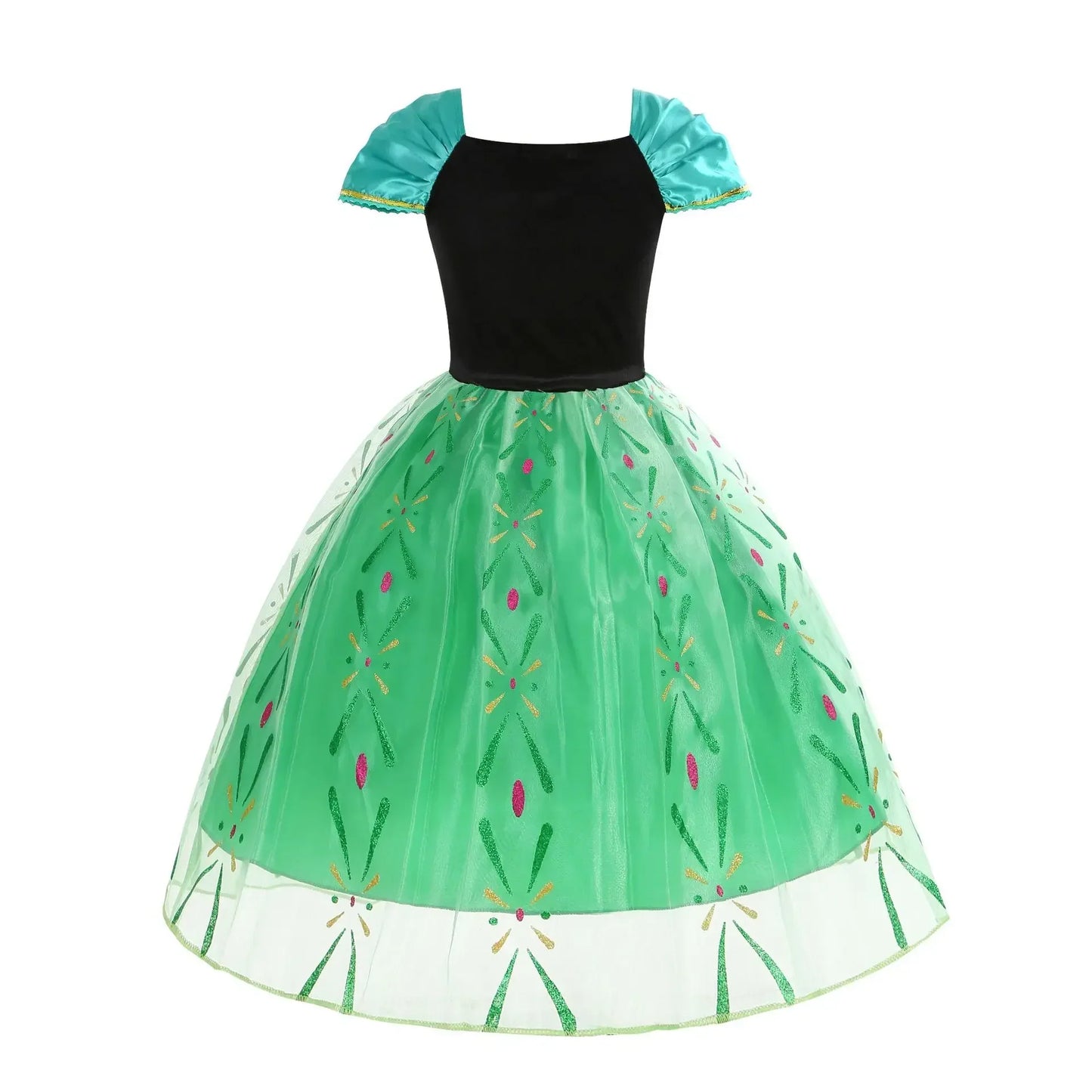 Girls Princess Anna Dress Birthday Party Dresses Halloween Disguise Cosplay Costume Fancy Green Dress Up Fantasia Anna Costumes