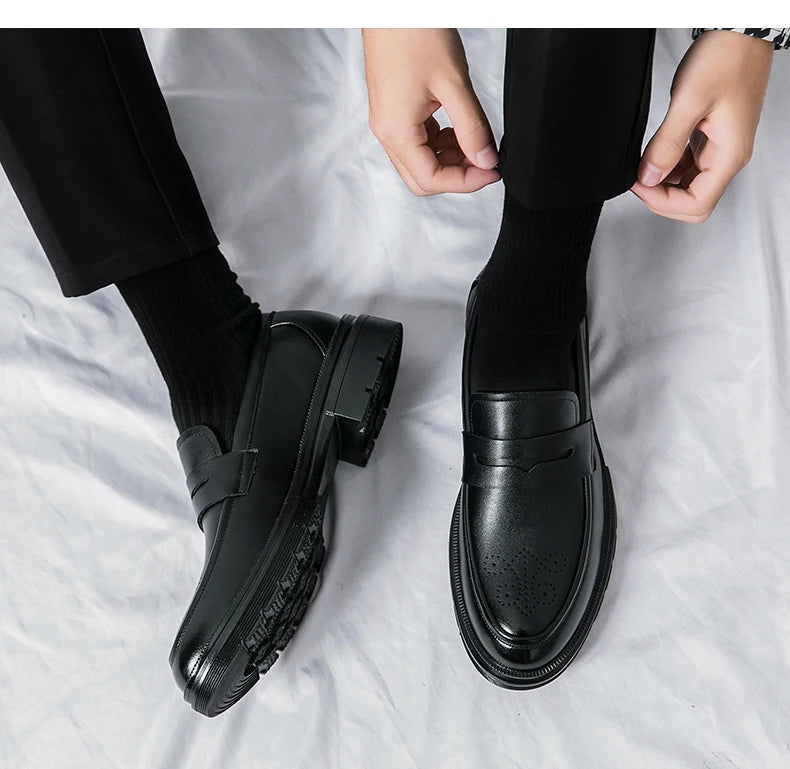 Men's Dress Shoes Retro Casual Business Leather Shoes Men Office Loafers Formal Social Brogues Wedding Leather Shoes For Men