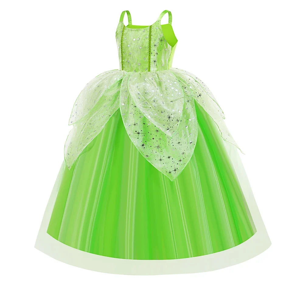 Girls Flower Fairy Dress Up Kids Princess Dress With Wings Halloween Princess Costume Elves Party Tinkerbell Tinker Bell Dress