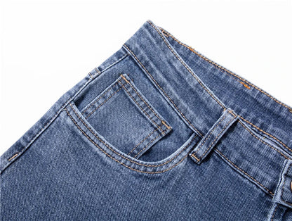 2026 New Autumn Men's Blue Straight-leg Jeans Business Casual Cotton Stretch Denim Pants Male Brand Plus Size 40 42 44