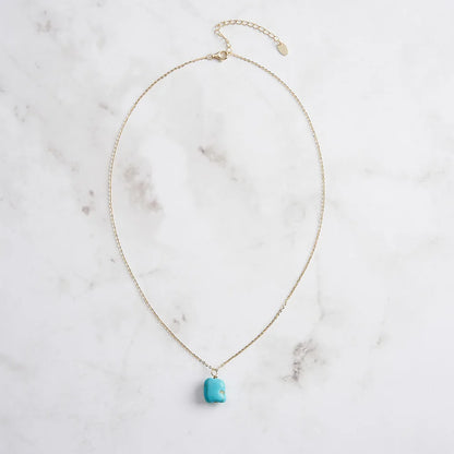 Natural Turquoise Pendant Necklace For Women 925 Sterling Silver Simple Fine Jewelry Gemstone Classic Style GMN49