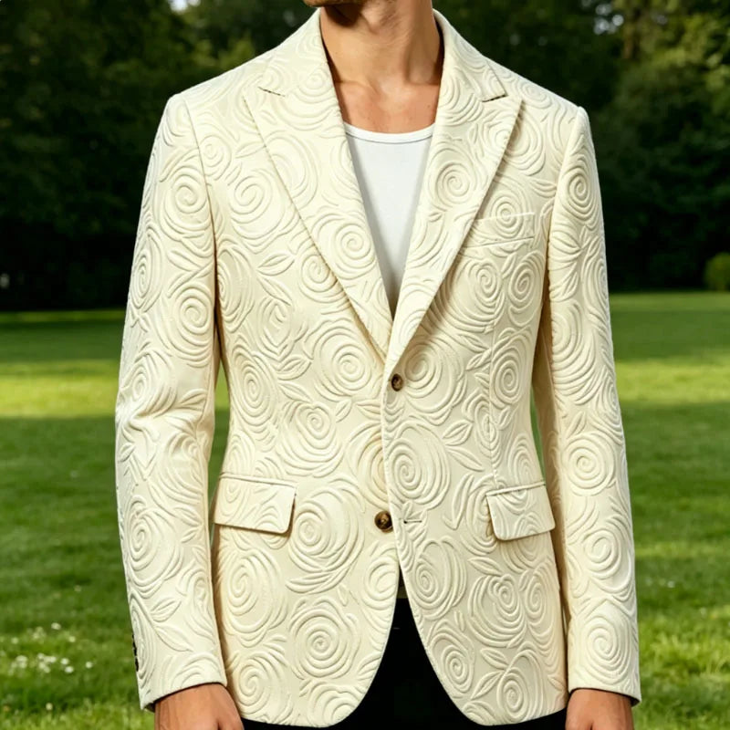 Men's Luxury 3D Embossed Textured Blazer Notch Lapel Jacket 2 buttons Slim Fit Suit Jacket Formal for Business Casual Wedding