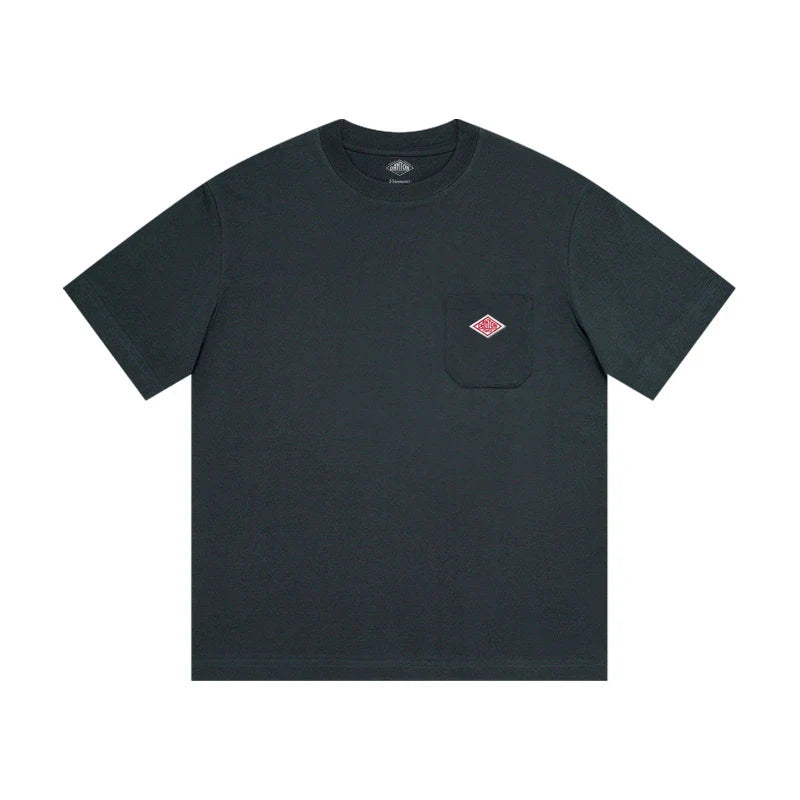 2025 Summer Men Women's Pure Cotton Embroidery T-Shirt Short Sleeve Tees Simple Solid Pocket Fashion Brand Casual Tops