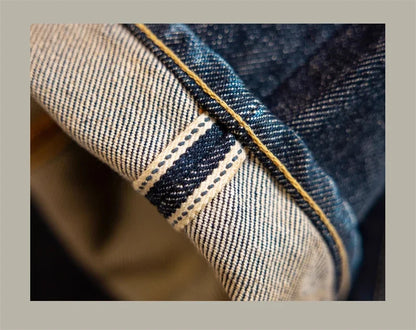 21oz Selvedge Denim Straight Cut Jeans Indigo Rugged Style Men Pants
