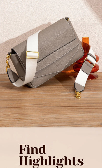 Shoulder Bag Simple High Quality Grey Texture Flip Cover Bag Soft Square Bag Women's Commuter