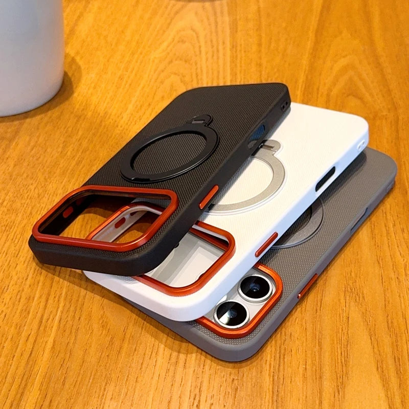 funda For iPhone Air Case ELVEV Magnetic Luxury PU Leather Anti-fall with Rotatable Ring Stand Cover for iphone17 pro max كفر