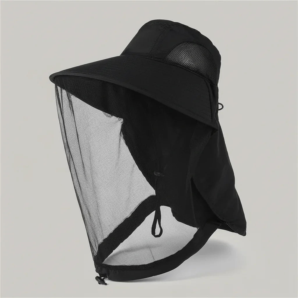 UV Protection Hat with Face Mask Breathable Insect Protection Wide Brim Fishing Hat Outdoor Sport Nature Hiking Camping Mesh Hat
