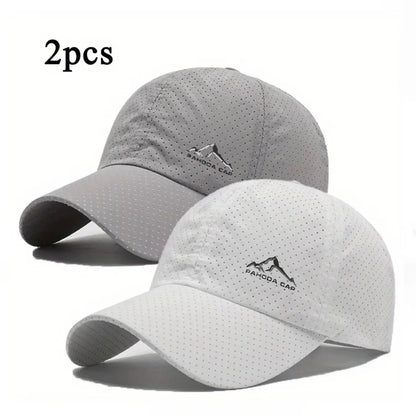 2pcs Sports Baseball Cap, Snow Mountain Print, Quick-drying, Spring Summer Leisure, D Suitable for Both Men and Women