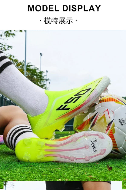 New Men Football Boots Non-Slip Boys Cleats Hot-selling Soccer Shoes Grass Outdoor Match Sneakers High-quality High-top Light
