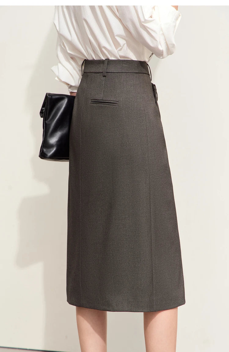 Minimalism 2024 Autumn Skirts for Women New Commuter Intellectual One-piece Wrap A-line Solid Slim Blazer Skirt 12443019