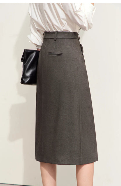 Minimalism 2024 Autumn Skirts for Women New Commuter Intellectual One-piece Wrap A-line Solid Slim Blazer Skirt 12443019