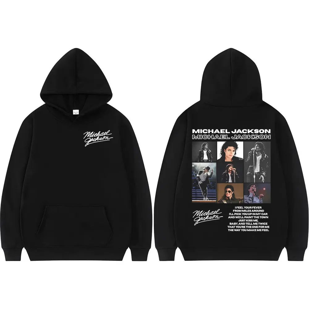 King of Pop Michael Jackson Tour Retro Hoodies Men's Clothing Harajuku Hip Hop Style Sweatshirts Casual Cozy Oversized Pullovers