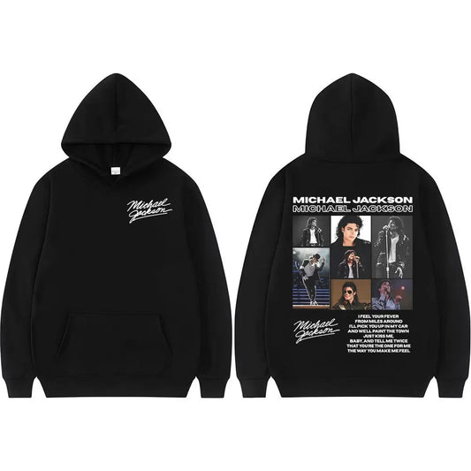 King of Pop Michael Jackson Tour Retro Hoodies Men's Clothing Harajuku Hip Hop Style Sweatshirts Casual Cozy Oversized Pullovers
