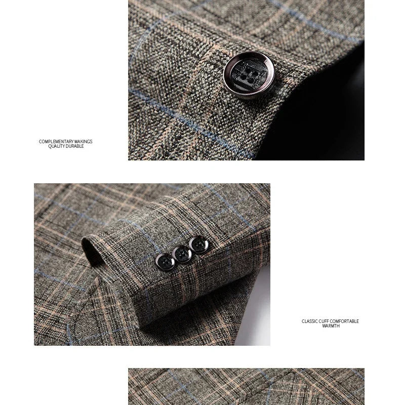 New Men Blazer Slim Fit Plaid Long Sleeve Smart Casual Blazer for Men 2026 Spring and Autumn Wedding Coat for Men Clothes