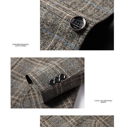 New Men Blazer Slim Fit Plaid Long Sleeve Smart Casual Blazer for Men 2026 Spring and Autumn Wedding Coat for Men Clothes
