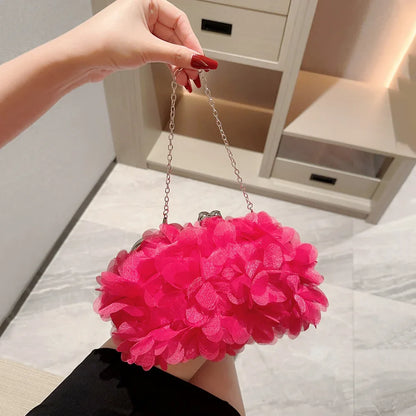 Flower Dinner Purse Designer Floral Chain Crossbody Bride Handbag Clutches Woman Petal Evening Party Clutch Wedding Dress Bag