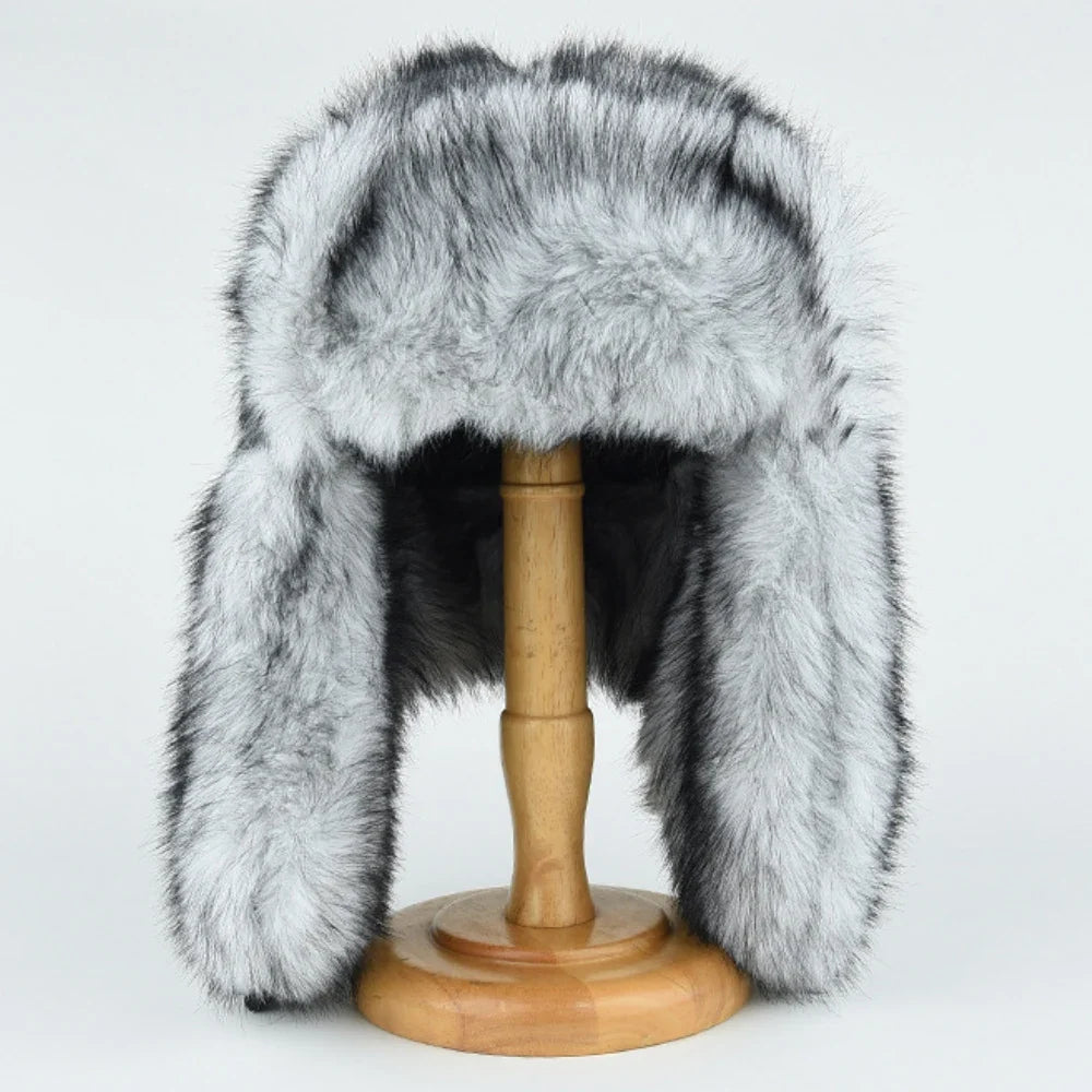 Bumper Hat Thick Warm Winter Fluffy Fur Hats for Men Women Windproof Snow Ski Earflap Cap Male Female Russian Hat Ushanka
