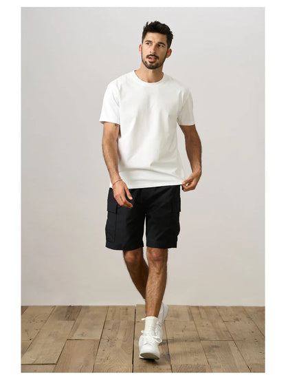 2024 Summer New  Oversize Lightweight 190g  Quick Dry Fabric Cargo Drawstring Shorts Men Cool Fishing Hiking Shorts