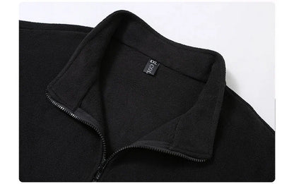 Solid Color Polar Fleece Jacket Men Winter Thcik Warm Fleece Jacket Coat Plus Size 12XL Fashion Casual Polar Fleece Coat Male